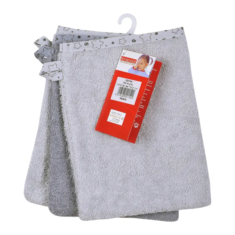 Wörner Wörner 3er-Pack Waschlappen 15x21 cm grau, Grau, – Produktbild 1 von 1