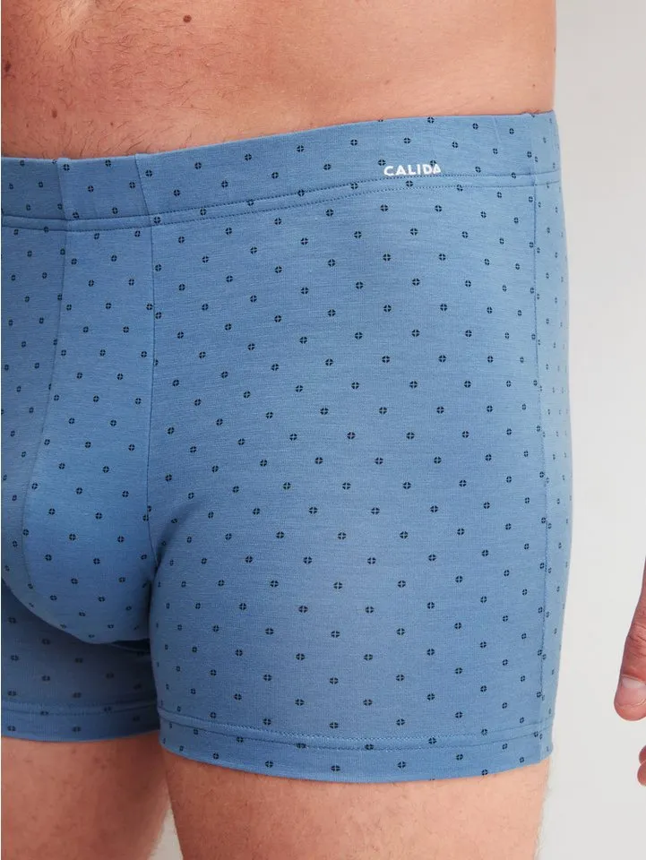 CALIDA CALIDA Boxershorts Cotton Code Design breiter Bund, gemustert, eng, bequem, mit Logodruck, Baumwollmix, Blau, – Produktbild 5 von 5