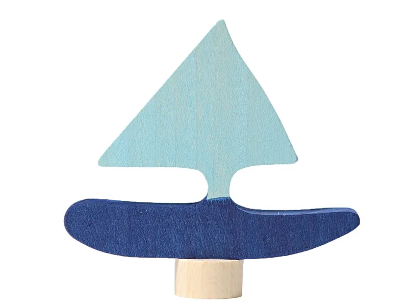 Grimms Grimms Segelboot Steckfigur aus Lindenholz, bunt lasiert Höhe 7 cm, Blau, mehrfarbig, – Produktbild 1 von 1