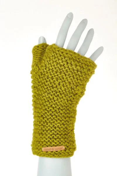 short'n'pietz short'n'pietz Schurwollhandstulpen links gestrickt, Lindgrün, – Produktbild 1 von 4