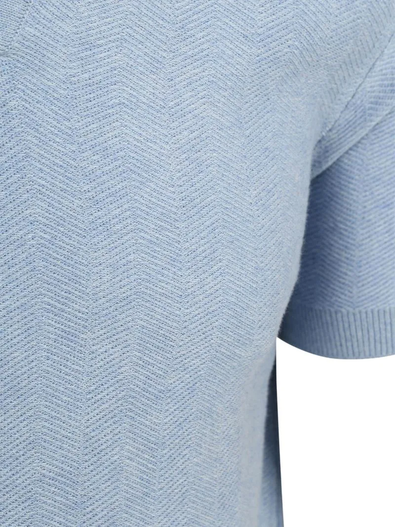 Suitable Suitable Knitted Poloshirt Riva Harring Hellblau - Größe XL, Hellblau, – Produktbild 4 von 5