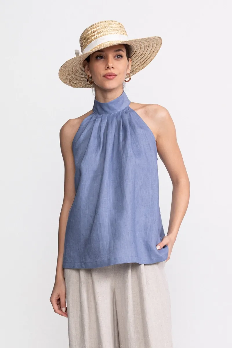 De IONESCU De IONESCU Damen vegan Neckholder Top Tismana, Blau, – Produktbild 2 von 2