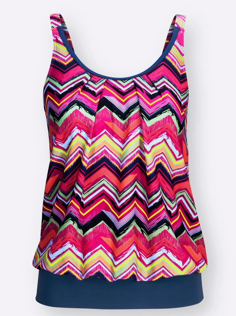 feel good Oversized-Tankini-Top magenta-gemustert, Magenta-gemustert, – Produktbild 1 von 2