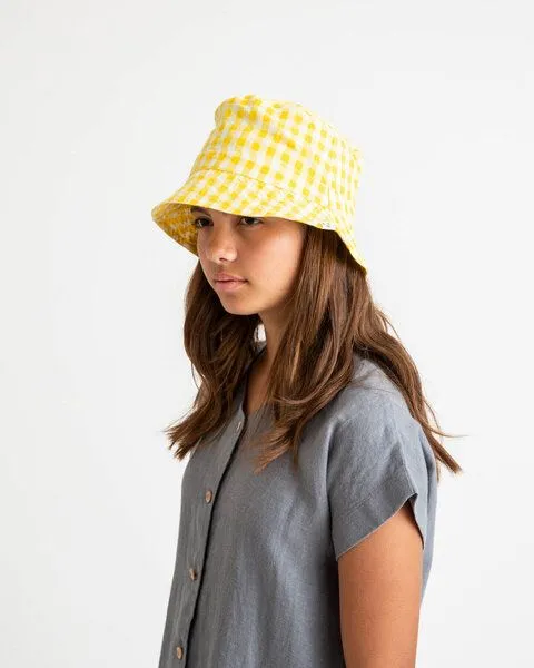 MATONA Matona Sommerlicher Sonnenhut für Kinder und Frauen / Sun Hat, Yellow gingham, – Produktbild 1 von 3