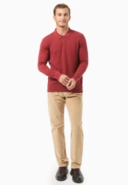 ORGANICATION ORGANICATION Herren vegan Pullover Polo Kragen Dunkelrot – Produktbild 1 von 1