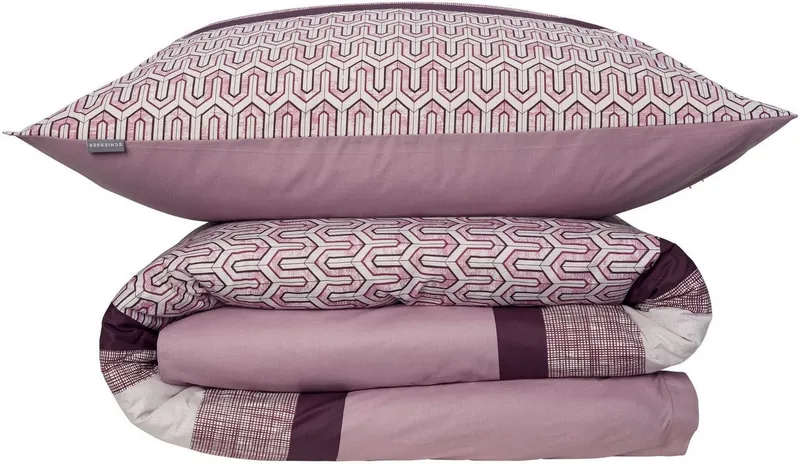 Schiesser Schiesser Bettwäsche Siena aus weicher Baumwolle mit aufwendigem Muster, Renforcé, 2 teilig, OEKO-TEX® MADE IN GREEN, Rot, – Produktbild 2 von 5