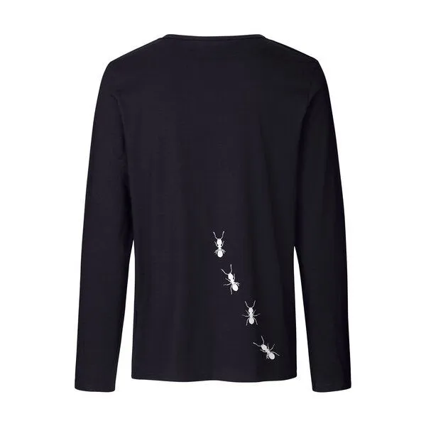 HANDGEDRUCKT HANDGEDRUCKT "Ameisen" Männer Longsleeve, Black, – Produktbild 2 von 3