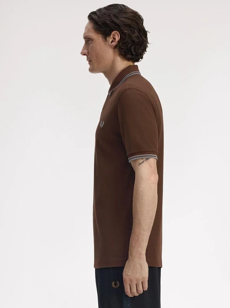 Fred Perry Fred Perry Polo Twin Tipped M3600 Braun 49A - Größe L, Braun, – Produktbild 3 von 5