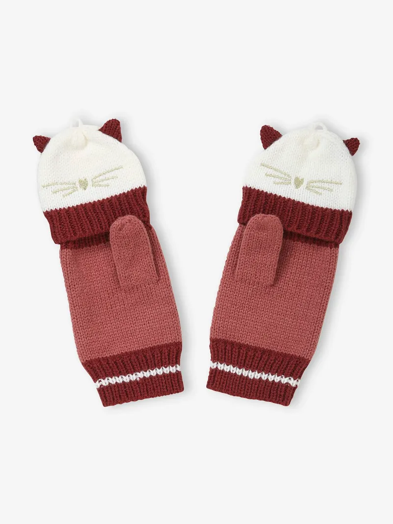 Vertbaudet Mädchen 2-in-1-Handschuhe, Dunkelrosa, – Produktbild 4 von 4