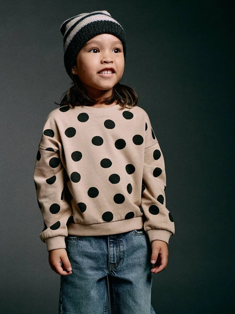 Vertbaudet Bedrucktes Sweatshirt Mädchen, Taupe, – Produktbild 1 von 4