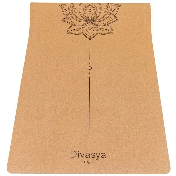 Divasya Divasya Yogamatte aus Kork & Naturkautschuk | mit Gurt & Hülle | 6 Designs, Lotus, – Produktbild 4 von 4