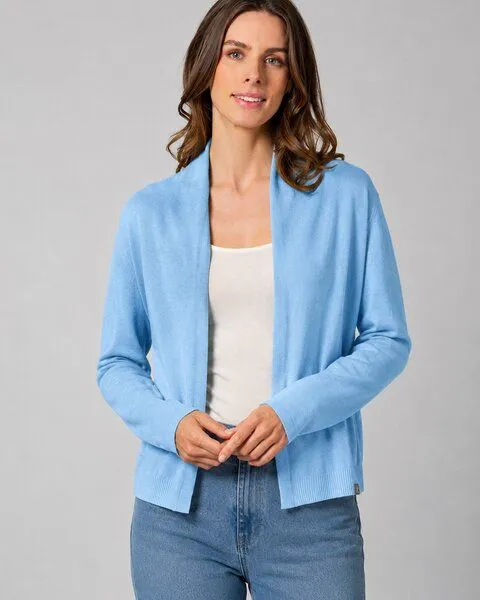 HempAge HempAge Damen-Cardigan mit Schalkragen Hanf/Biobaumwolle, Glacier (blau), – Produktbild 1 von 4