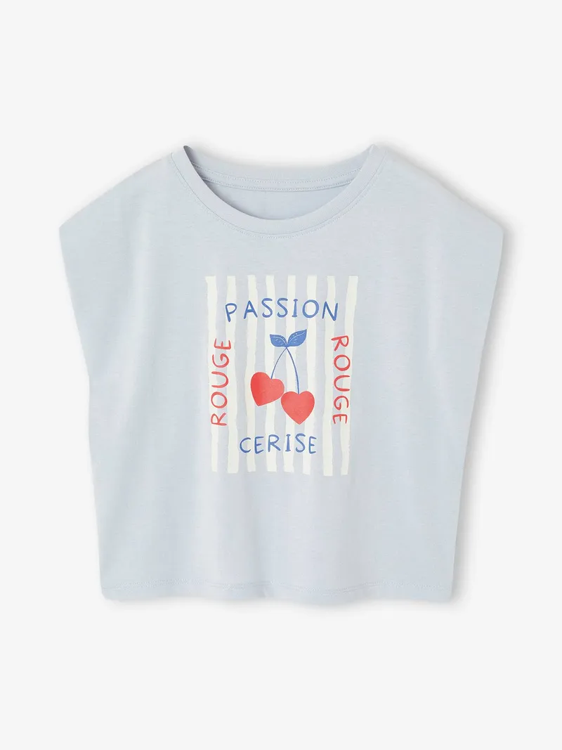 Vertbaudet T-Shirt Mädchen mit Schulterpolstern, Hellblau, – Produktbild 3 von 4