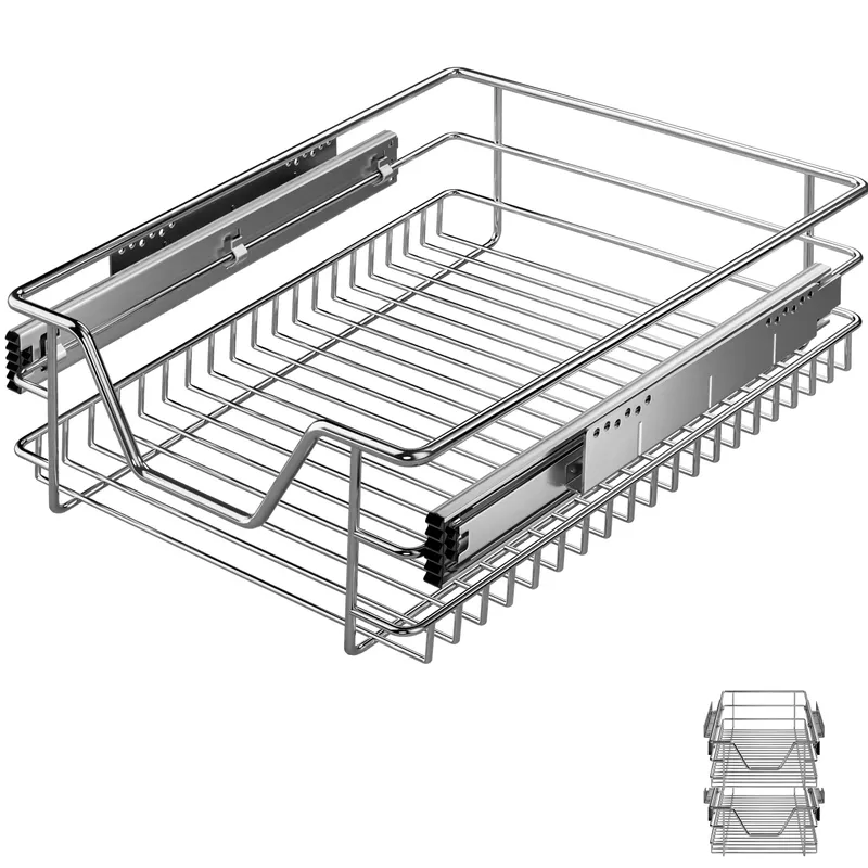 Casaria® Teleskopschublade 2er-Set 40cm Schrankbreite Außenmaß, Silber, – Produktbild 1 von 2