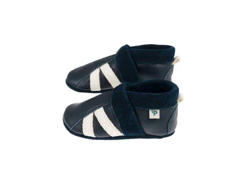 Pantolinos Pantolinos Baby und Kinder Lederpuschen Krabbelschuhe Streifen Beluga blau – Produktbild 2 von 2