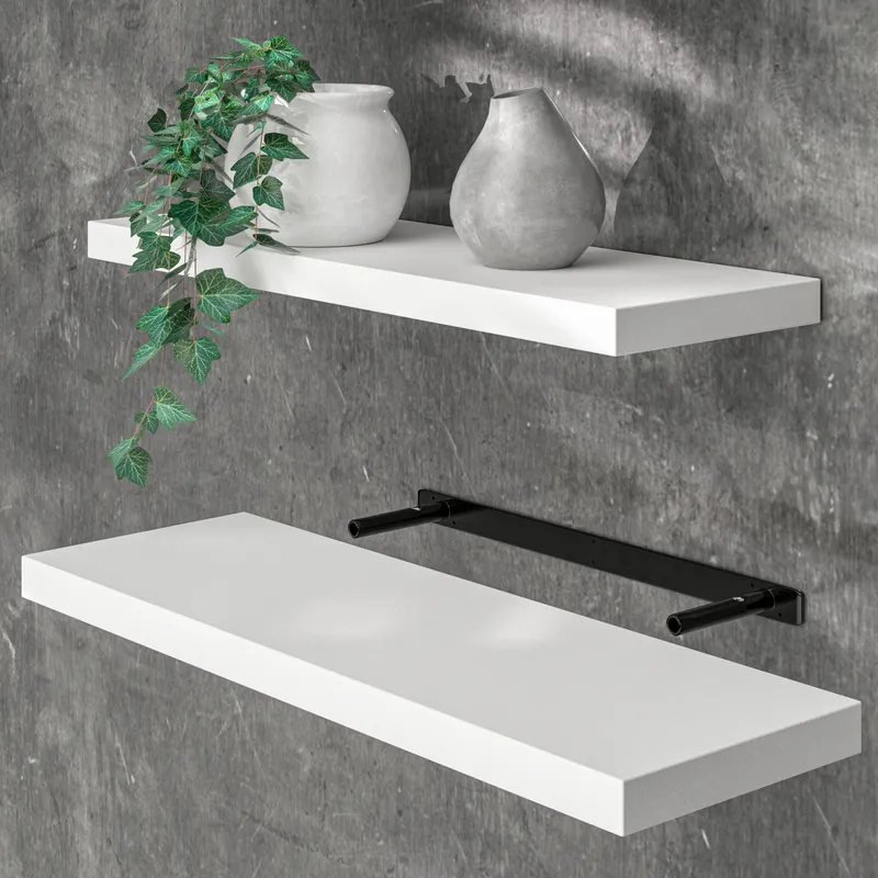 Casaria® Wandregal Schweberegal 70cm Weiß + Halterung, Weiß, – Produktbild 2 von 2