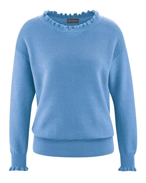 HempAge HempAge Edler Strickpullover Hanf/Biobaumwolle, Heaven(blau), – Produktbild 1 von 3