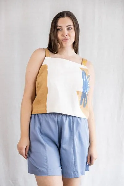 Jyoti - Fair Works Jyoti - Fair Works Bio-Baumwoll Shorts Sitaar, Satinblau, – Produktbild 1 von 4
