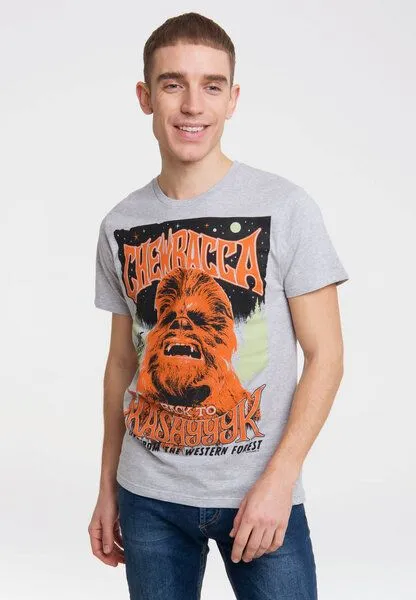 LOGOSH!RT LOGOSH!RT Star Wars Chewbacca Kashyyyk Organic T-Shirt, Grau-meliert, – Produktbild 3 von 4