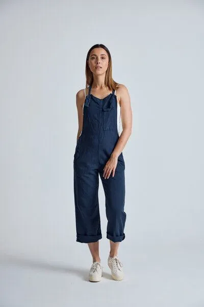 Flax and Loom Flax and Loom Leinen Latzhose Mary Lou, Navy (blau), – Produktbild 2 von 7