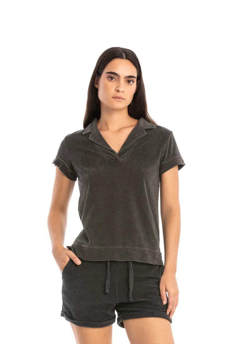 RAVENS VIEW IBIZA RAVENS VIEW IBIZA Damen vegan Polo Alexa Terry Anthrazit, Dunkelgrau, – Produktbild 2 von 2
