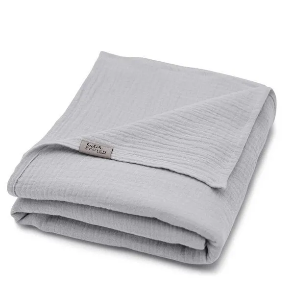 Hutch&Putch Hutch&Putch Musselin Sommerdecke für warme Nächte - Abmaße 135x220 cm - aus 100% Bio-Baumwolle - Handmade in Germany, Light grey, – Produktbild 1 von 4