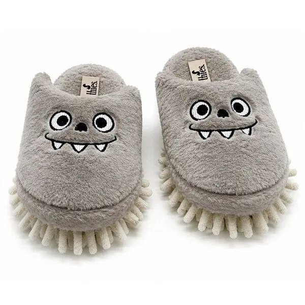 thies Veganer "thies ® Eco Monstimop Slipper" aus kuscheligem recyceltem PES, Taupe, – Produktbild 1 von 5