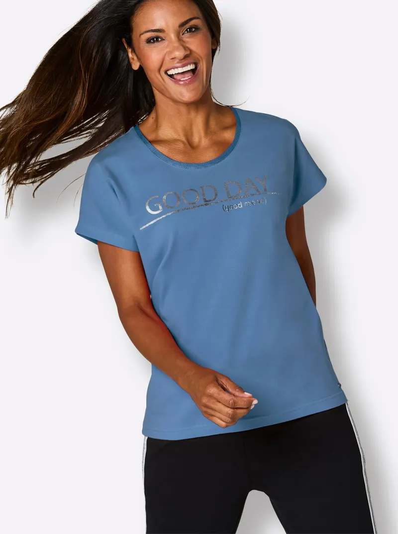 feel good Shirt mittelblau, Mittelblau, – Produktbild 2 von 2