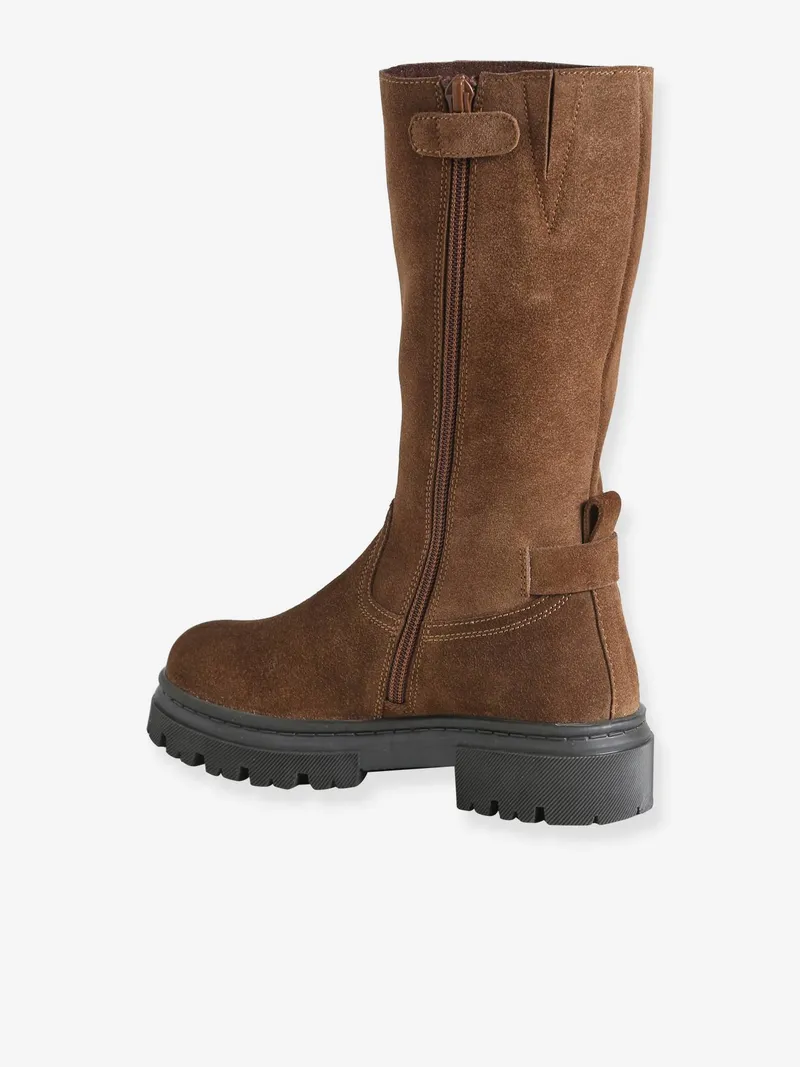 Vertbaudet Vertbaudet Leder-Stiefel mit Reißverschluss Mädchen, Braun, – Produktbild 3 von 4