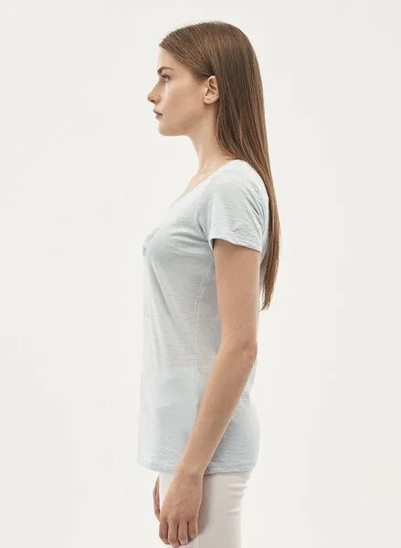 ORGANICATION ORGANICATION T-Shirt aus Bio-Baumwolle mit Vogel-Print, Ice blue, – Produktbild 3 von 4