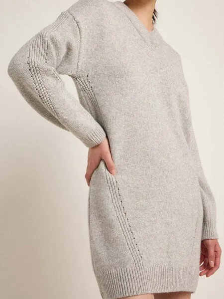 LANIUS LANIUS Strickkleid aus Bio-Schurwolle und aus Bio-Baumwolle, Grey melange, – Produktbild 4 von 4