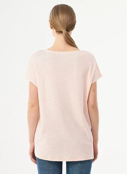 ORGANICATION ORGANICATION T-Shirt aus Bio-Baumwolle mit Strukturmuster, Powder pink, – Produktbild 4 von 4