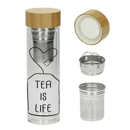 elasto elasto Glasflasche mit Teeeinsatz - dekorativer Deckel 0,45 l – Produktbild 1 von 1