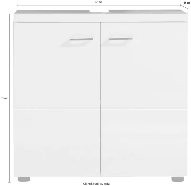 trendteam Waschbeckenunterschrank Nightlife Waschbeckenunterschrank mit 2 Türen - (B/T/H) 65/35/63 cm, Weiß, – Produktbild 1 von 3