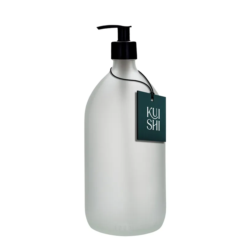 Pumpflasche aus weißem Glas – Produktbild 1 von 4