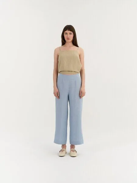AmourLinen AmourLinen Verkürzte Leinenhose VITTORIA, Hellblau (blau), – Produktbild 1 von 1