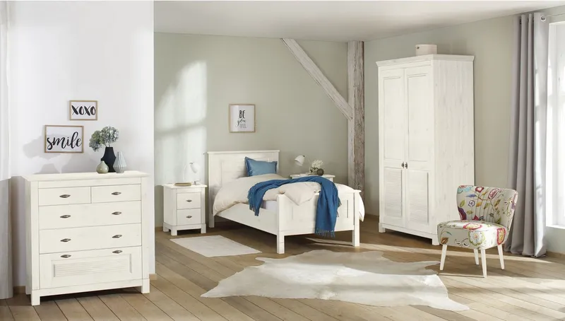 OTTO home Schubkastenkommode Rauna, aus massiver Kiefer mit 5 Schubladen, Breite 96 cm, Weiß, – Produktbild 3 von 5