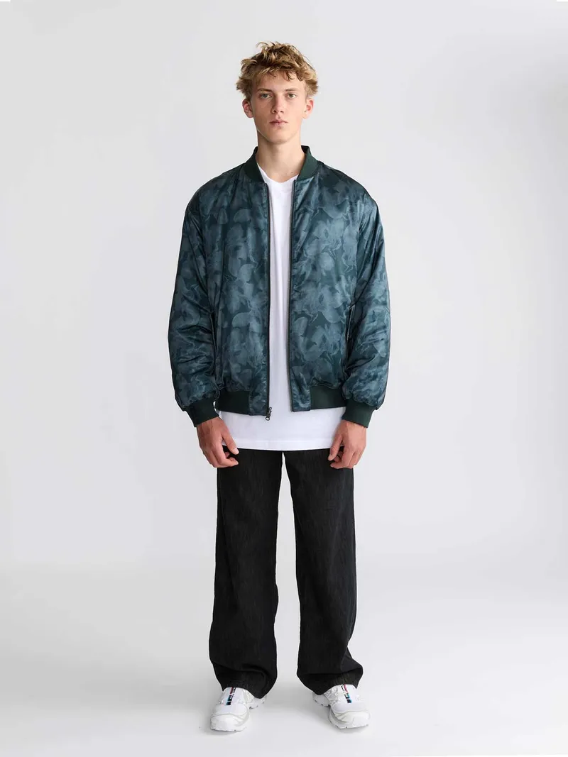 Yahmo Yahmo Herren vegan Jacke Bomber Reversible Konrad Shadow/Petrol, Teal, – Produktbild 1 von 2