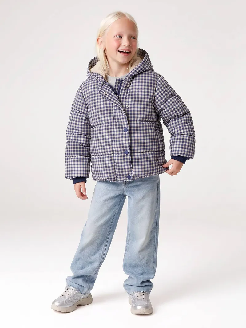 Vertbaudet Vertbaudet Winter-Steppjacke mit Kapuze Mädchen, Blau, – Produktbild 3 von 4