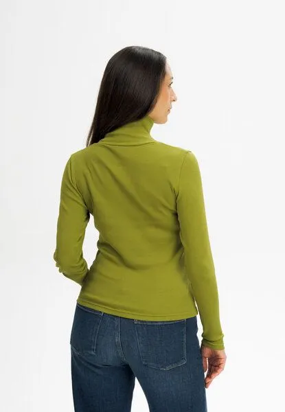 MELA MELA Ripp Rollkragen Langarmshirt Style MUNLI aus 100% Bio-Baumwolle, Golden green, – Produktbild 2 von 4