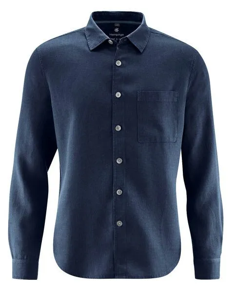HempAge HempAge Modisches Hemd Hanf/Biobaumwolle, Navy (blau), – Produktbild 1 von 4