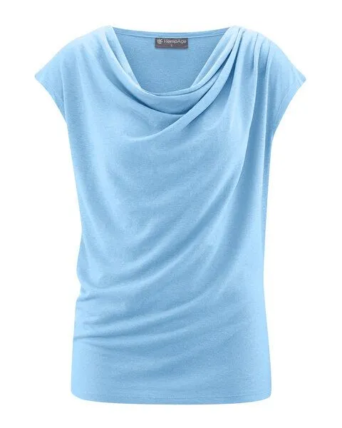 HempAge HempAge Wasserfallausschnitt Top Hanf/Biobaumwolle, Glacier (blau), – Produktbild 2 von 4