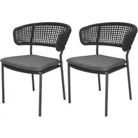 2er-Set Gartenstuhl "Spitz" Gestell: Stahl, Seilbespannung, anthrazit – Produktbild 1 von 1