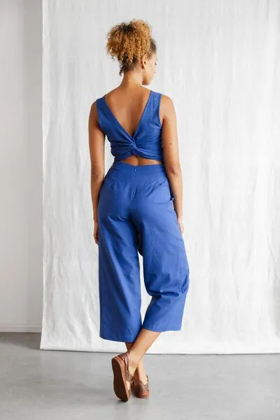 Jyoti - Fair Works Jyoti - Fair Works Bio-Baumwoll Jumpsuit Anusha, Kobalt, – Produktbild 2 von 4