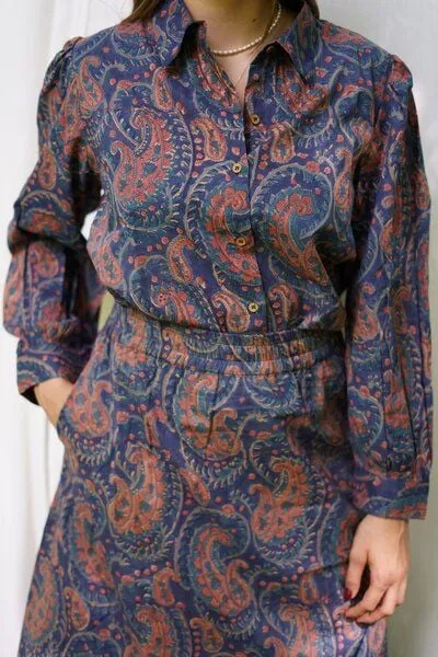 Haus of Namaste Haus of Namaste Paisley Bluse in Orange aus Bio-Baumwolle - Handblockdruck mit Vegan Farben – Produktbild 1 von 4