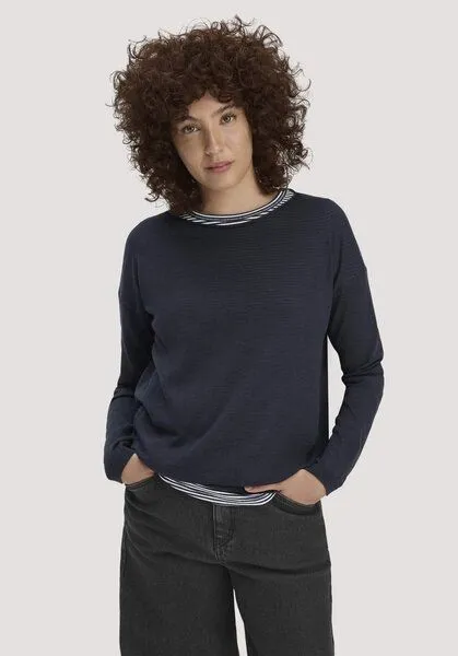 hessnatur hessnatur Strick Pullover Oversize aus TENCEL Lyocell mit Bio-Baumwolle, Marine, – Produktbild 1 von 4