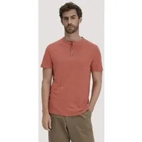 hessnatur hessnatur Henley Shirt Regular aus Bio-Baumwolle und Leinen, Terrakotta, – Produktbild 1 von 1