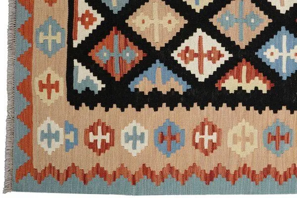 Rugtales Kelim Gashgai Schwarz „Rugtales“ aus Schurwolle, 156x204 cm, Schwarz, – Produktbild 4 von 4