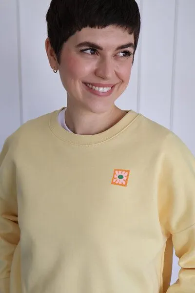 Kultgut Kultgut Artdesign - Goodness Pulloversweater im Boxistyle / Little Flower, Gelb, – Produktbild 4 von 4