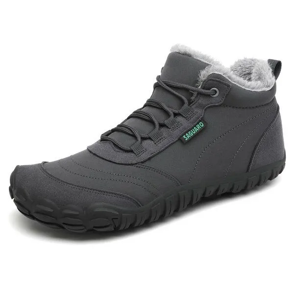 SAGUARO SAGUARO Barfuß-Schuhe vegan Winter-Stiefel warm & weich gefüttert, Grau 0167, – Produktbild 3 von 4